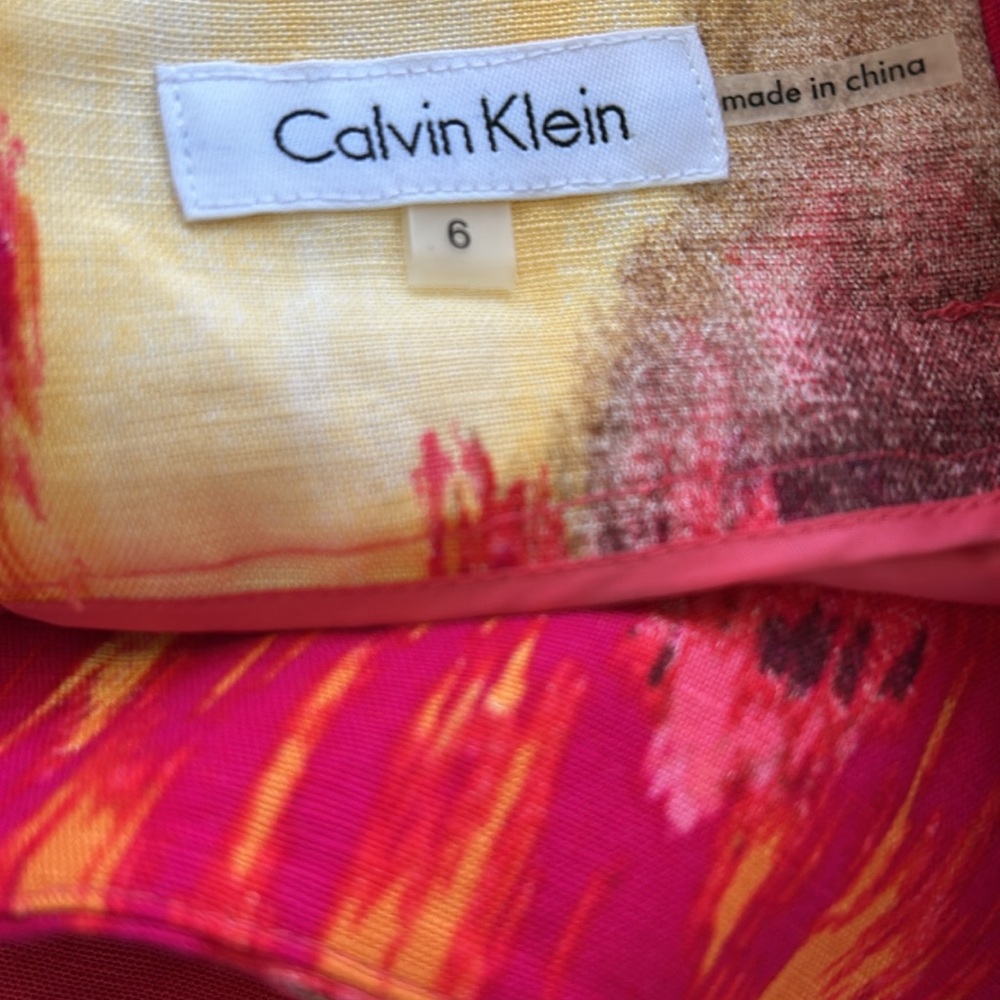Calvin Klein NWT Skirt with Sash belt color Poppy Multi size 6 - Picture 5 of 6